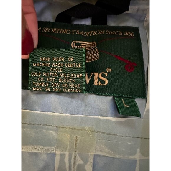 Orvis Vintage  Green Hooded Rain Jacket With Adjustable Cuffs & Pockets Sz L - Picture 7 of 7